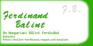 ferdinand balint business card